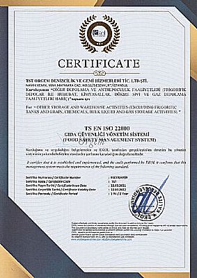 Наши сертификаты качества | TST Orgem Ship Supply